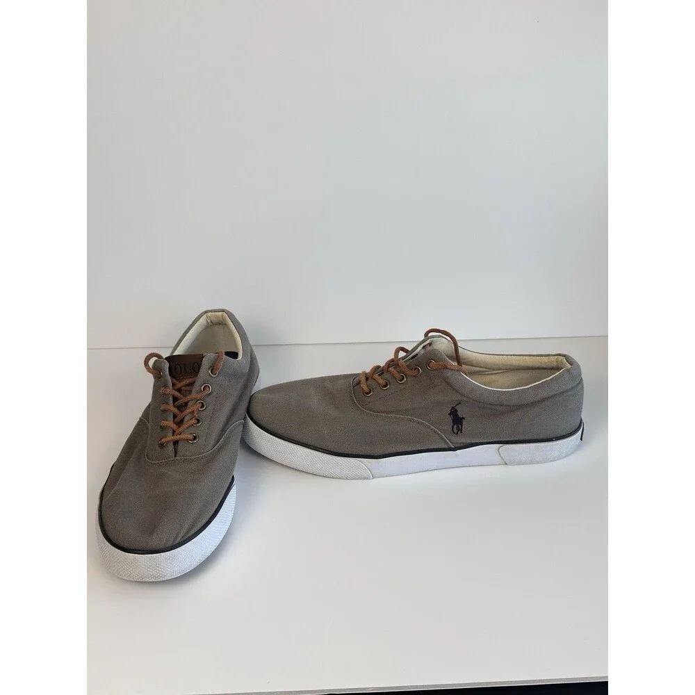Polo Ralph Lauren Mens ForestMont 2 Low Top Canvas Trainers Soft Grey Size 13 D
